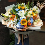冉子花坊鲜花速递同城配送向日葵混搭抱抱桶玫瑰送女友爱人生日礼物真鲜花 色彩缤纷