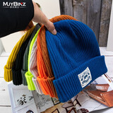 慕衣宾士日系毛线帽子男韩版保暖冷帽秋冬季情侣针织帽女帽子男冬女学生潮 黑色 高弹力（男女可戴）