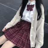 【JK制服官方】正版jk制服秋季女基础款长袖衬衫全套职业百褶格裙日系元气少女校供感套装童 沙华+长袖衬衫+领花 XS【75斤左右】