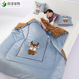 迎菲抱枕被子两用加厚加绒二合一珊瑚绒办公室车载抱枕盖毯2025新款 天蓝 【可爱鹿】加厚加绒 100cm*150cm 小号40 展开【2.3斤】