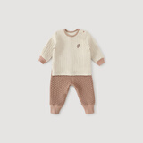 巴厘小猪宝宝内衣套装冬天夹棉男童两件套婴儿冬装衣服加厚保 奶油杏 80 cm