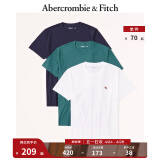 ABERCROMBIE & FITCH男装女装套装 3件装美式小麋鹿通勤运动圆领短袖T恤 326007-1 绿色 、藏青和白色 XS (170/84A)