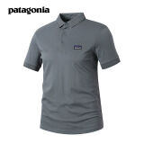 Patagonia巴塔哥尼亚PT巴塔夏季男士纯色短袖T恤户外休闲POLO翻领上衣宽松新款polo 灰色 2XL 150-165斤