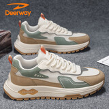 德尔惠（DEERWAY）运动鞋男鞋2025秋冬季鞋子男百搭厚底老爹鞋男士跑步鞋 米杏绿 44