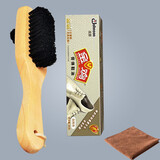 金鸡鞋油黑色无色油真皮保养油猪毛刷擦鞋工具鞋油套装护理鞋蜡鞋油 1盒无色+皮鞋刷+抛光布