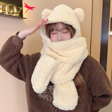 红蜻蜓 帽子女冬季加绒保暖针织帽加厚防风防寒护耳保暖毛线帽堆堆帽 【双层加厚 防风保暖】- 卡其 均码