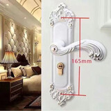 财鼠欧式门锁室内卧室房门锁美式黑色卫生间实木门把手新门通用锁芯 象牙白(孔距165MM)