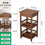 皇威马客厅沙发边柜小茶几麻将桌边角几小方桌置物架茶桌茶台边茶叶柜子 大号带抽三层茶色围栏