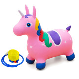 凯利弘（KAILIHONG）【当日次日达】儿童摇摇马户外健身跳跳马玩具充气独角兽小木马 彩绘粉色