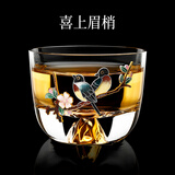 鑫璟仁 主人杯玻璃纯手工品茗杯景泰蓝工艺功夫茶杯单个品茗杯家用礼盒装 喜上眉梢