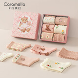 卡拉美拉（Caramella）袜子女中筒袜秋冬棉袜秋款女袜长筒春秋长袜诸暨可爱秋季女士潮袜 桃粉色小熊中筒女袜 6双 均码