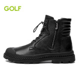 GOLF高尔夫冬季加绒保暖男靴套筒户外工装鞋高帮靴子男雪地棉鞋马丁靴 黑色 41