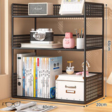 伊思家桌面绘本架置物架收纳盒简易书架多层铁艺神器飘窗收纳柜书桌 黑色三层大号【桌面款】