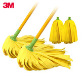 3M 思高一拖净棉线布条吸水无纺布拖把墩布家用一拖净老式传统拖把 吸水型拖把2杆+4头