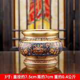 吾堂吾器 佛前供具套装 黄铜仿古珐琅彩佛教用品 家用供奉用品套装供佛灯供水杯供奉花瓶供果盘插香炉 3寸珐琅彩纯铜香炉（仿古色） 供具套装