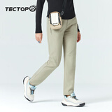 探拓（TECTOP）加绒保暖软壳裤男防风加厚徒步登山裤女户外运动裤子 女款米杏【加绒】 M