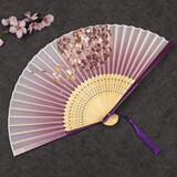 臻臻上品扇子女古风丝绸折扇中式古装汉服舞蹈扇折叠扇中国特色礼品送老外 BR花间蝶舞C【紫色】