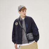 NOTHOMMEMA-1设计潮牌秋季复古刺绣短款宽松飞行员夹克外套男 棉服款藏青色 S