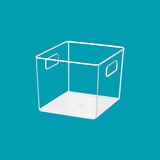 暖烘烘透明收纳盒文件书本整理收纳箱筐放a4框书架储物学生资料桌面盒子 小号-2个装