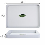 希尔北欧色食品级家用客厅密胺茶盘水杯托盘长方形加深菜盘杂物收纳盘 长方形大号-灰色