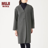 无印良品（MUJI）女式 羊毛混 双面大衣 毛呢外套 秋冬简约风W9AD225 深灰色 L 165/88A