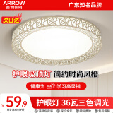 ARROW箭牌照明 吸顶灯led卧室灯客厅灯厨房阳台灯中山灯具 鸟巢-36W三色40cm适15平内