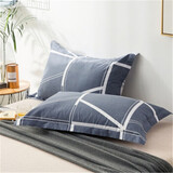 欣嘉妍家纺 枕头套 全棉枕套 学生宿舍家用简约清新信封枕单只一对装 蓝韵格（100%全棉） 48*74cm(枕套单只）