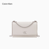 Calvin Klein小众单肩包礼物荔枝纹包包金属搭扣链条翻盖CK女包斜挎包DH2806 WGY-米杏 OS