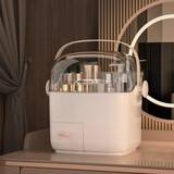 KAMAN 化妆品收纳盒防尘家用大容量化妆盒宿舍桌面梳妆台护肤品置物架 珍珠白（中号）