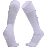 楼棉 足球袜子男士吸汗透气长筒运动袜毛巾底成人足球袜骑行袜 纯色款-白色