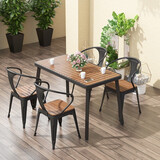 铁元帅阳台户外桌椅组合室外家具铁艺小茶几简约休闲庭院露台花园桌椅套 黑色长桌125*65*75（一桌4椅）