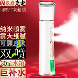 安尚纳米喷雾充插电补水仪保湿脸部眼睛蒸脸器加热美容仪加湿器可测皮肤功能手持充电蒸脸水光注氧仪器 充电 30ml 纳米补水 智能测肤 双喷头 金
