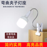 拓能 LED卧室床头小夜灯护眼学习台灯灯架直播补光支架夹式补光灯 【软管20CM】+30w白光灯泡