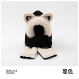 目丸狐狸耳朵冬季女帽子围巾手套一体毛绒可爱保暖围脖女毛线帽三件套