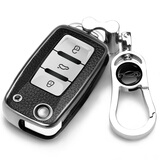 适用大众2009/10/11/12/13/2014款朗逸POLO速腾宝来高尔夫6汽车高档钥匙包套扣 A款极光银(钥匙套+钥匙扣)