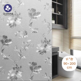 quatrefoil 印花磨砂玻璃贴膜静电无胶门窗卫浴窗户贴纸 90*200cm芙蓉花