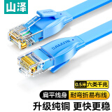 山泽（SAMZHE）六类网线 扁线 CAT6类千兆扁平家用电脑路由器非屏蔽网络连接宽带线 成品跳线 蓝色0.5米SZ-6005BE