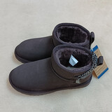 DELIUGG 雪地靴女羊皮毛一体防水经典链条系列短筒女靴纳米防水平底低筒斜口保暖澳洲羊皮毛东北保暖 咖色 38