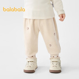 巴拉巴拉【荣信乐乐趣IP】巴拉巴拉宝宝长裤女童冬季运动裤可爱加绒保暖 浅驼50017 80