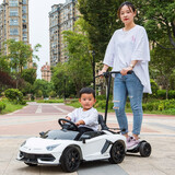 好来喜兰博基尼儿童电动车四轮带遥控宝宝汽车大人小孩玩具车可坐人童车 白：大人站板/发泡软轮/皮座