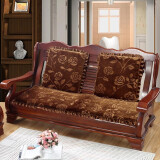 花语缤纷 加厚毛绒红木沙发垫实木沙发坐垫椅垫坐垫可拆洗 3D玫瑰-咖啡 52*52（单人）