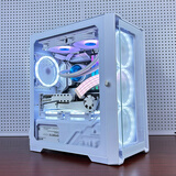 玩嘉 绝尘暗影电脑机箱台式机（M-ATX主板/玻璃侧透面板/顶部240水冷位/8风扇位/3硬盘位） 暗影白色+6极光白风扇