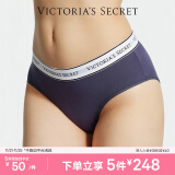 维多利亚的秘密（Victoria's Secret） 维密 棉质舒适内裤logo腰带低腰包臀女士三角裤简约纯色 1条 55D4牛仔深蓝-6819 S