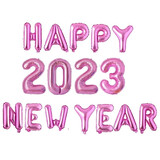 心翼（XINYI）2024新年龙年气球节日跨年装饰公司年会派对背景学校装扮活动布置 2023新年玫红字母气球