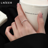 LnieerS925银彩虹食指戒女小众戒指轻奢尾戒素圈开口戒送女友情人节礼物 【S925银】彩虹戒指