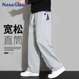 NASA GISS休闲裤男宽松直筒阔腿裤潮流长裤子 花灰直筒常规 (185/88A)2XL