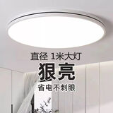 俊豪照明圆形LED超大1.2米吸顶灯1米客厅灯卧室教室工程大气简约现代灯具 白壳120cm高亮白光258W
