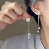 银瑜 玫瑰仿珍珠山茶花蚊香盘耳夹女无耳洞耳饰复古轻奢高级饰品 山茶玫瑰耳夹