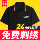 衫里巴斯翻领工衣t恤印logo夏季工作服Polo定制短袖文化衫团体服工装刺绣 黑色 3XL