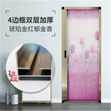 隐形折叠纱门推拉式防蚊纱窗网门帘伸缩铝合金边框家用定制自装纤雅洁 4边框双层加厚1.0+双层防踩低轨+琥珀金红郁金香
